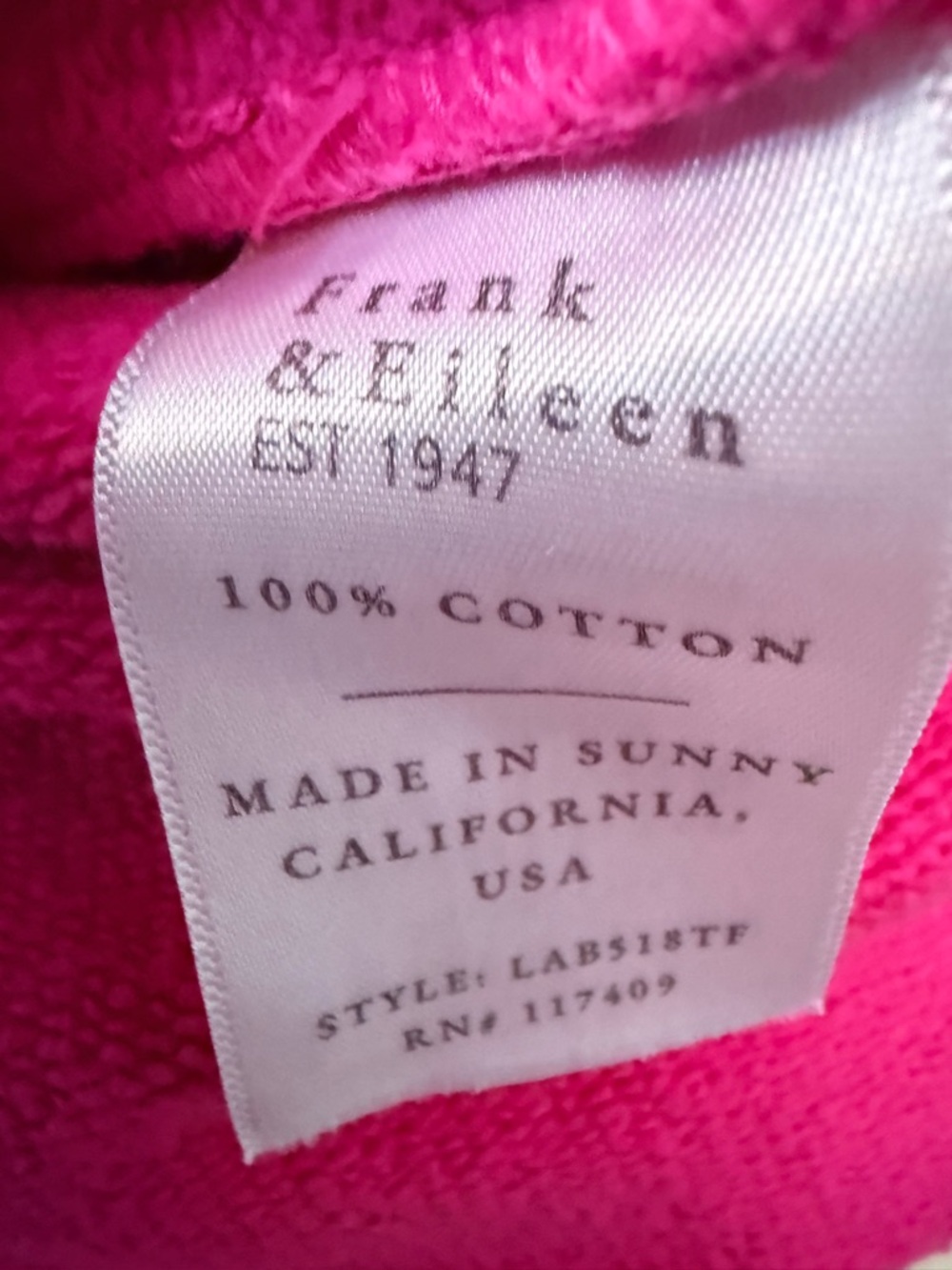 NWT Frank and Eileen M Effie triple Terry in vibrant pink color - Picture 4 of 5